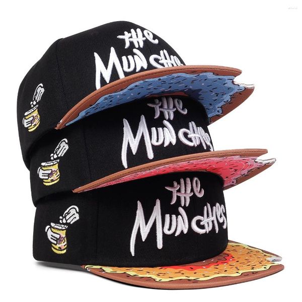 Ballkappen bestickt Cartoon Flat Rim Hip Hop Hut Frauen lässig Street Dance Baseball Cap Mode die Munchies