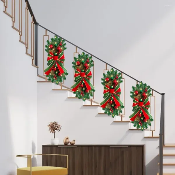 Fiori decorativi appesi ghirlanda natalizio festway swag palla colorata pianta artificiale pino cono decorazione bowknot vacanza riutilizzabile
