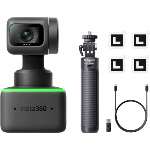 Insta360 Link P tz4 kw webcam com 12 sensores AI Rastreamento, controle de gestos, HDR, microfones de cancelamento de ruído, modos especializados - Webcam for Laptop ao vivo Zoom