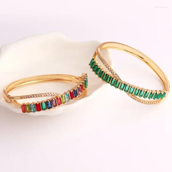 Braggle di lusso Cz Cristallo Cristallo Design in oro Rainbow zircone Women Bracciale Bracciale Wedding Gioielli Drop