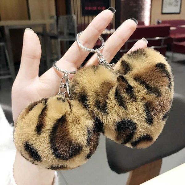 Tornari Cancioli Nuovi leopardo Pompom portachiavi falsi coniglio peluche rotonde rotonda a pallone a palla borse a chiacchiere pendente q240403