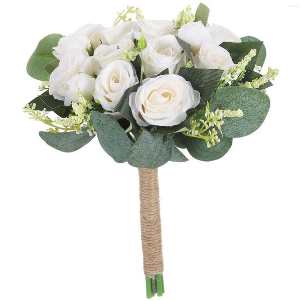 Fiori decorativi ornamenti lanciando bouquet rustico fiore artificiale decorazioni nuziali da sposa bouquet da sposa con una damigella d'onore bianca