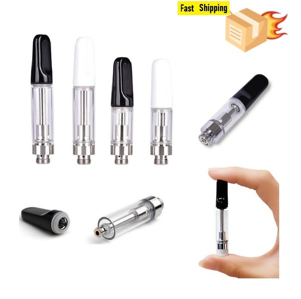 Ultra-niedriger Preis USA Lagerhaus Atomizer Keramik-Spulen-Vape-Patronen leer Öltank 510 Gewinde dickes Öl 1,0 ml/0,5 ml Patronenglasbehälter Vape Stift Griechenland Ca Thailand