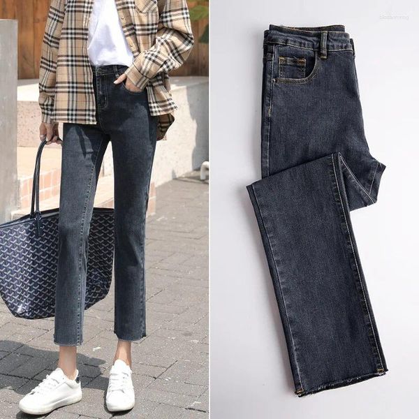 Jeans femminile ad alta vita Donne magri pantaloni in jeans vintage pantaloni da fidanzato pantaloni dritti estate vestiti da donna strappato