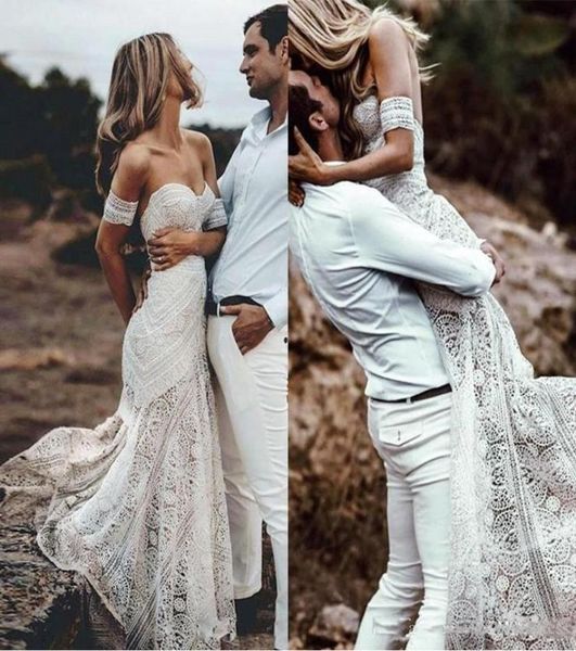 Style country Off Waheth Weace Wedding Dresses Bohemian Mermaid Long Bridal Abito da sposa Beach Vestido de nobu3732622