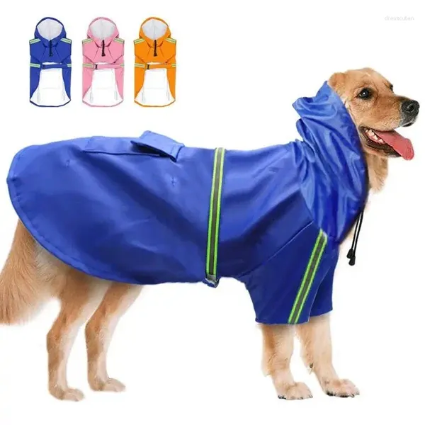 Vestuário de vestuário de roupas de cachorro roupas de capa de chuva de pet hair big hair samoye poncho faixa reflexiva