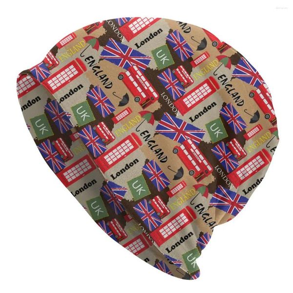 Berets UK London Britische Symbole Bonnet Hats Strick Hat Hip Hop Autumn Winter Street Schädel Mützen Erwachsene warme Dual-Gebrauch-Kappen