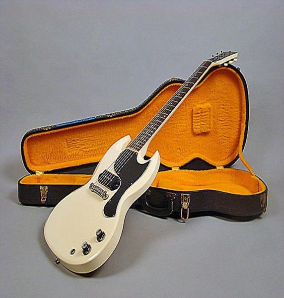 SG Junior 1965 Polaris White E -Gitarre Hundeohr Schwarz P90 Pickup Vintage Tuner Wrack Praund Meckhalter Rosenholz Fingerboar8331318