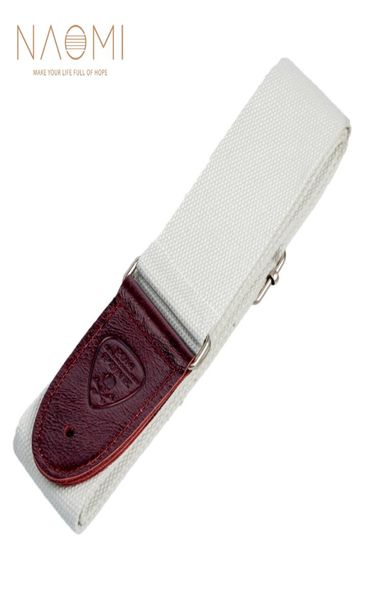 Naomi Gitarrengurt Leder Kopf Verstellbarer Schultergurt für Gitarrenbass -Gitarren -Teile Accessoires White New3023069