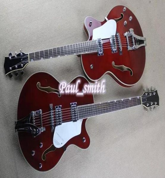 Gretch personalizzato G6120T Chet Atkins Falcon Brown Wine Red Jazz Electric Guital Grow Body F Hole Bigs Big Bridge Tremolo Bridge Gold HA4087805