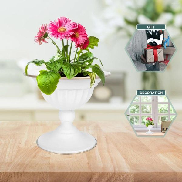 Vasos vaso de ferro forjado home desktop jardim plantador doméstico panela branca adorno flor simples adorno chaleira