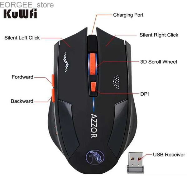 Мыши 2400DPI Gaming беспроводная кнопка мыши Computer Computer Mouse встроенная литиевая батарея 2,4 г ПК/ноутбук Оптический двигатель Mouse Y240407