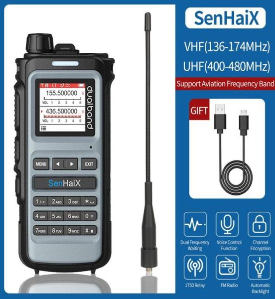 Walkie Talkie Senhaix 8600 Air Band UVHF Dual PIP54 Ham Двухчастотный радиопертативный водонепроницаемый трансивер добавить USB Charger1912034