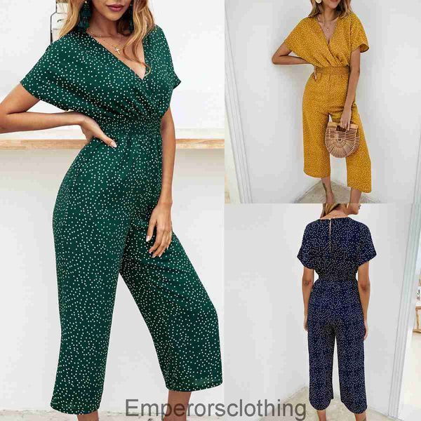 2023 Hot Sale Sommer Mode Casual Hosen elastischer Taille Print V-Ausschnitt Taschenkörperbodyuit