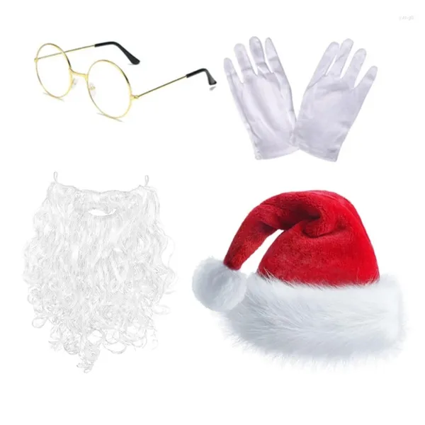 Berets Santa Anzug Hat Bart Brille Handschuhe Setzen Sie PO Requisiten Weihnachtsfeier Coaplay Rollenspiele