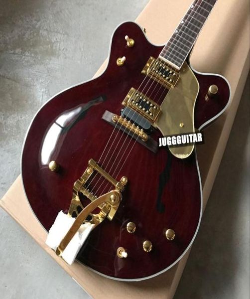 G6122 Brown Chet Atkins Country Jazz Semi Hollow Body Brown Guitar Grover Tuners Bigs Tremolo Bridge Fake F Holes9786737