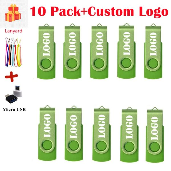 CPUS 10pcs/lote rotável usb flash aciona 2.0 unidades de caneta 64 GB 32 GB 16GB 8GB 4GB Pendrive USB Memory Stick Free for Photography Presente