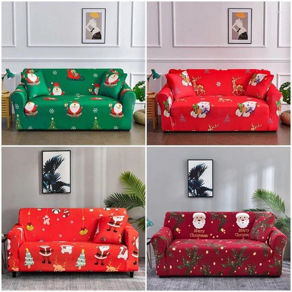 Chaves de cadeira capa de sofá de Natal para sala de estar elástica spandex L Forma do sofá seccional Slipcovers decoração de casa natal Santa Clause