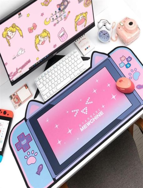 Niedliche Nonslip Gaming Maus Pad Cartoon süße Katze und Hundeohren Großer Computer Verdickung Gaming Desk Matte Pink Computer Accessoires284763467