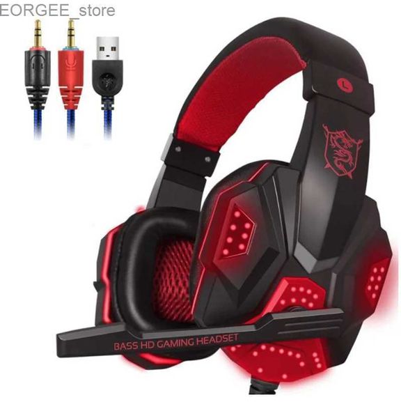 Handy -Ohrhörer für PS4 PS5 über Ohr -Subwoofer -Bass -Stirnband PC780 Stereo Mic LED Light Computer PC Wired Gaming Headphone Headset Earphone Y240407