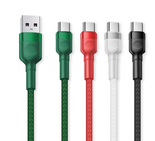 3A Tipo C Micro USB Cabos de liga trançada