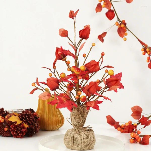 Flores decorativas Decorações de Halloween Colheita Festival Simular Eucalyptus Berry Tree Mobilishings Artificial