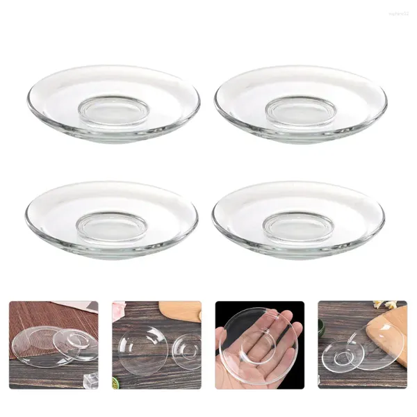 Occhiali da vino 2/4 pezzi di vetro piatto tazza di tè piatti piatti da ciotola mini piattini che servono piatti snack dessert