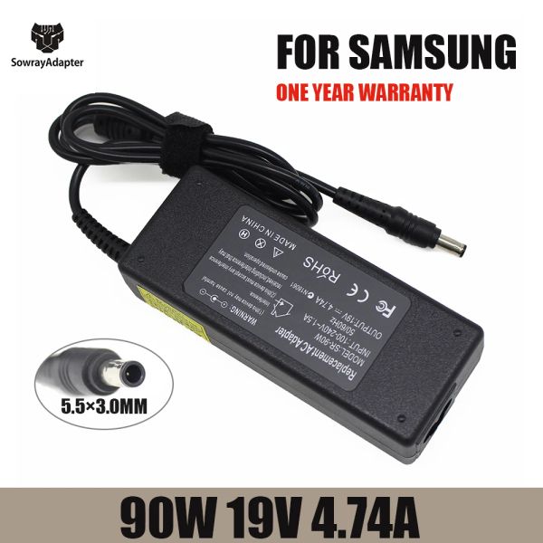 Adaptör 19V 4.74A 90W 5.5*3.0mm AC Güç Dizüstü Bilgisayar Samsung P40 P50 P55 P60 P200 P210 Q470 R439 R453 V20 V25 Not Defter Şarj Cihazı