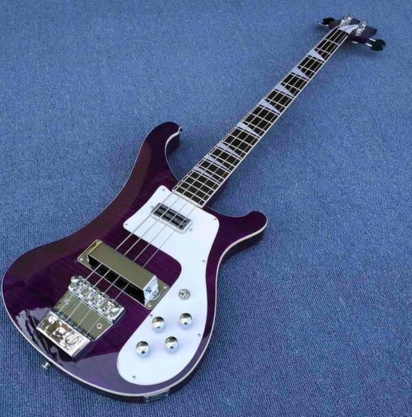 2020 Guitarra elettrica di alta qualità Rick 40034 Stringhe Bass Guitar Purple Paint With Flamed Maple Top 9268756