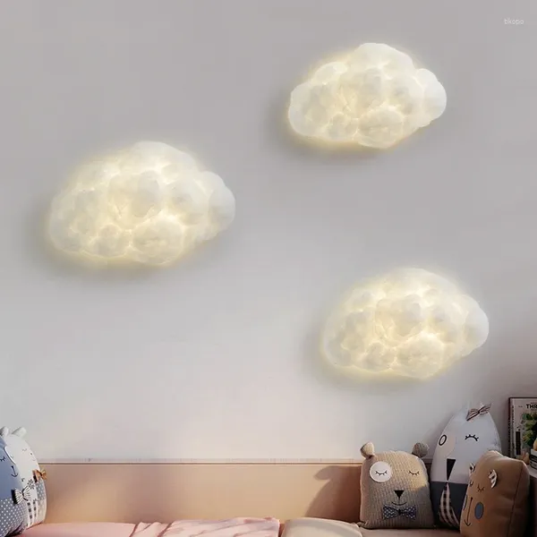 Wandlampe moderne LED -Wolke Baumwolle nordisches Schlafzimmer Lighitng warme romantische Kinder home Nacht am Nachtton Dekor Leuchten in der Innenhautweißlicht