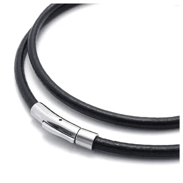 Ketten Schmuck Herren Halskette - Kette 3mm Kabelleder Edelstahl für Männer Farbe schwarz Silber mit Geschenktüte 55 cm