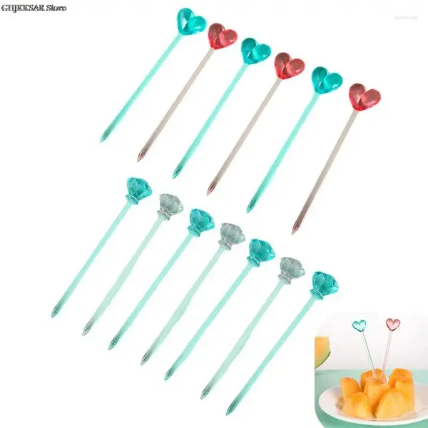 FORCHI 8/12 pezzi di cartone animato Frutta fork a forma di cuore a buffet dessert cocktail sandwich stick shome table stovics scelte