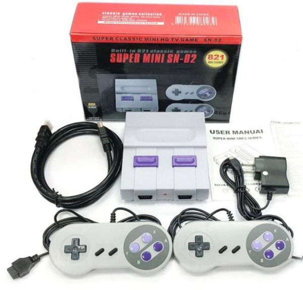 Game Console Handhell Builtin 821 Host nostalgico classico per SNES Games Dual Gamepad Player Palntsc Super Mini TV Game1090788