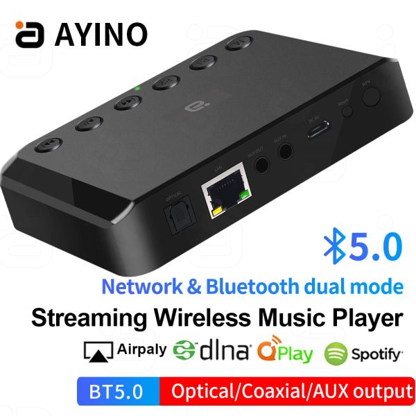 Адаптер беспроводной приемник Wi -Fi Audio для Airplay Spotify Dlna NAS MultiRoom Sound Stream Bluetooth 5.0 Музыкальная коробка Оптическая адаптер WR320