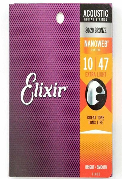 1 SET ELIXIR NANOWEB STRAÇÕES ACOTICAS DE ACOTICA EXTRA LIGHT 1047 1100226142042562