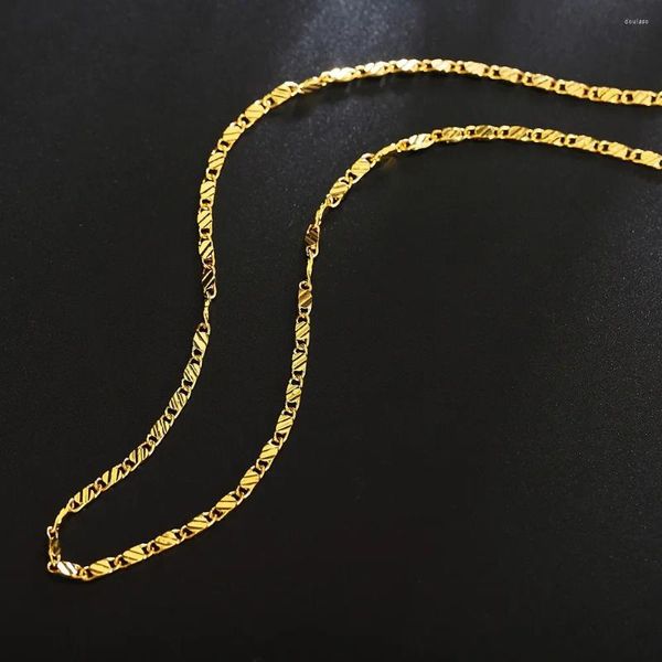 Catene da 40-75 cm 18k Gold Caspite da 2mm Collane a catena piatta per donne uomini di lusso di gioielli da sposa