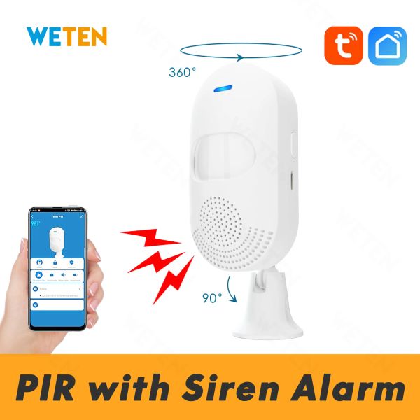 Abbigliamento Tuya Wifi Motion Sensor Sensor Body PIR con sirena Suono Alarm 80DB, Smart Life App per Automation Home Sistema di allarme intelligente