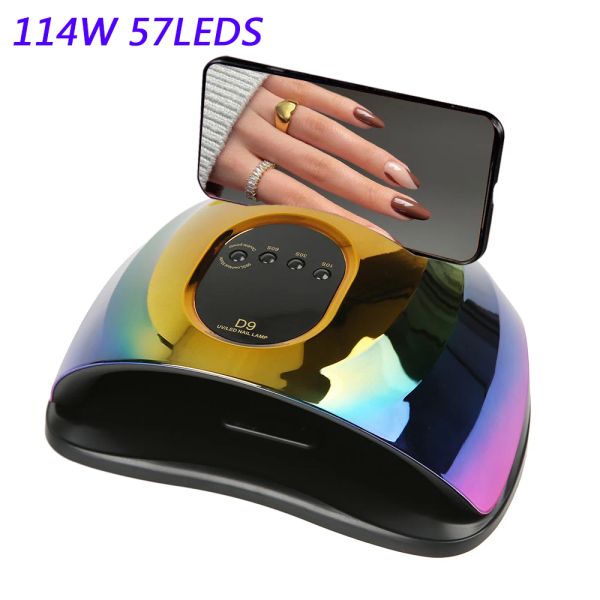 KITS 114W Lâmpada de secagem de unhas para manicure LED UV Lâmpada para unhas secador de gel de gel com equipamento de salão de unhas profissionais de sensor inteligente