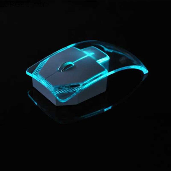 Mäuse transparent farbenfrohe leuchtende Maus 2,4 g drahtlose Ergonomie Optische Computer Stille Maus für Laptop PC Y240407