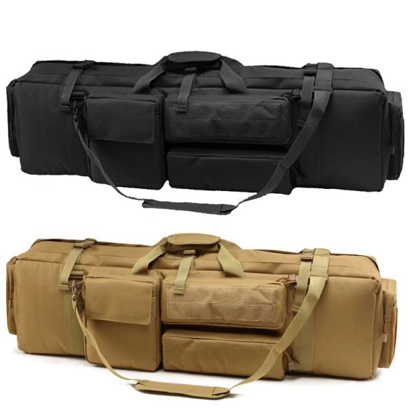 Bolsas de pistola militar Airsoft Carbine Double Rifle Backpack para M249 M16 AR15 Combate ao ar livre Caça de caça de tiro de tiro Caixa de ombro