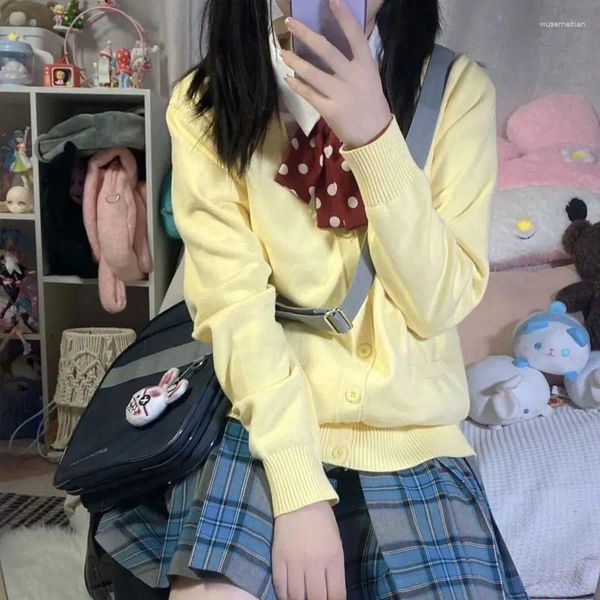 Set di abbigliamento giacca cardigan a manica lunga a maniche lunghe per cosplay studente giapponese uniforme da maglione seifuku giallo anime 17 colori per ragazze