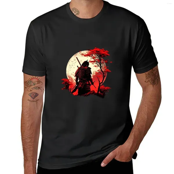 Tops da uomo Cultura giapponese Cultura rossa Moon Samurai Warrior Bushido T-shirt Summer Clothes Abbigliamento Sports T-shirt Mens Big and Tall T-Tall magliette