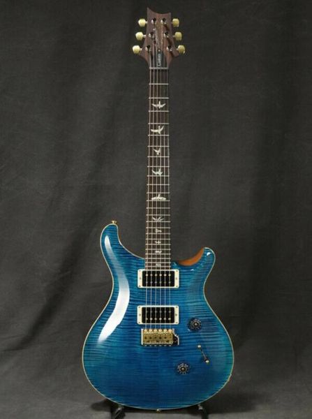 Custom 24 10 Top Muster Thin Aquamarine E -Gitarre Blau Flamme Ahorn Top Signatur China Made Guitars6409353