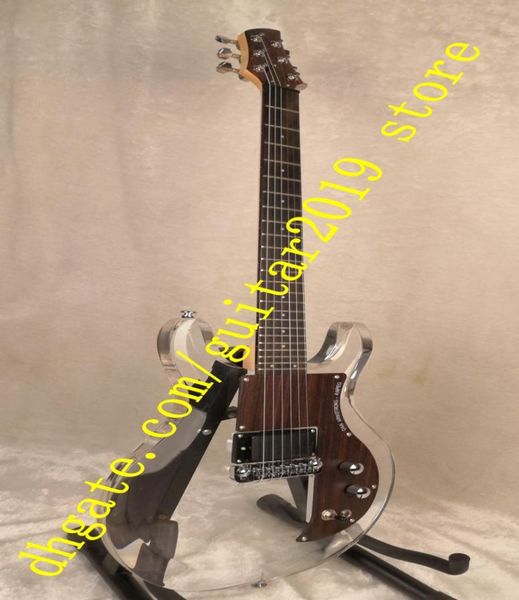 Çin 6 String Guitar Akrilik Vücut ve Akçaağaç Boyun Gümüş Donanım Gülek Koruma Elektro Gitar 2600826