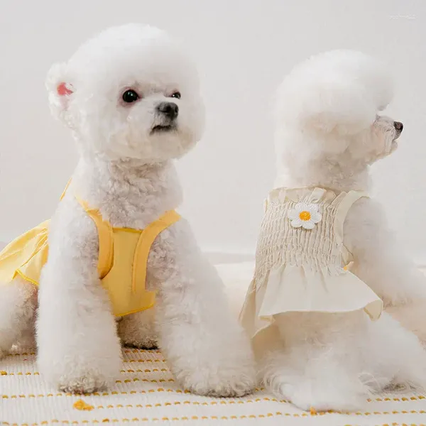 Hundekleidung 2024 Sommer Welpe Chrysanthemenweste Katze Rock Teddy kleiner zweibeinige Schleuder-Haustierkleidung Kätzchen