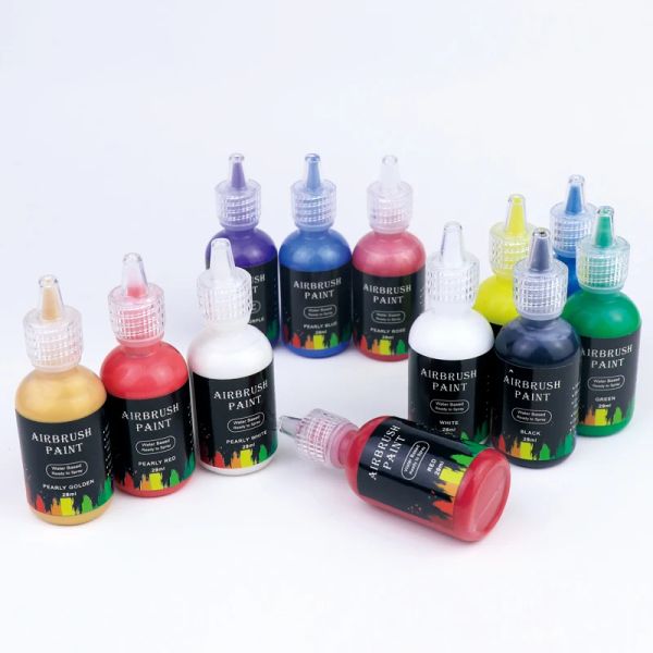 Kits 6/12pcs Acrylwassertinten Airbrush -Nagel -Tinte für Nagelkunstpolitur 29 ml/Flasche Airbrush Nagelkunst Tinte Malerei Airbrush Paint Tinte