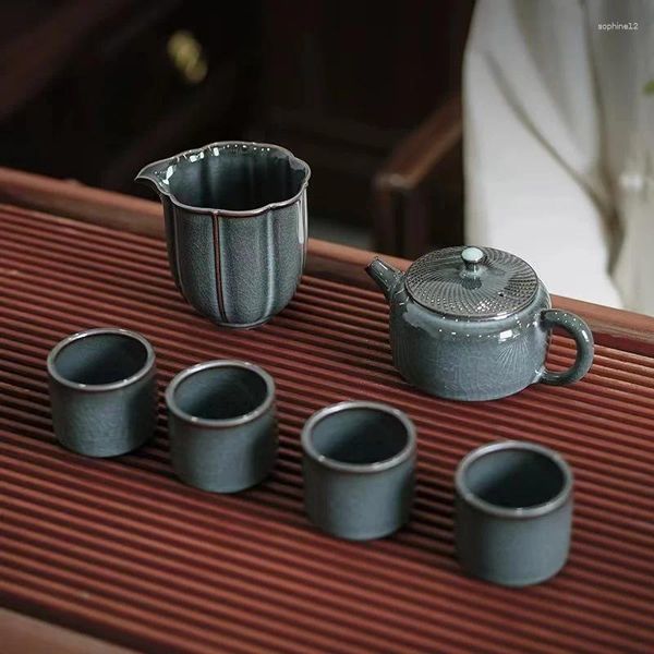 Conjuntos de teaware pneu de ferro preto esmalte de chá cerâmica pular faca casa presente copo mestre xícara de vidro feira