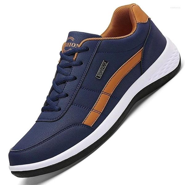 Sapatos casuais homens tênis para 2024 Vulcanized Outdoor Light Lace-up Leather Fashion Tennis Zapatillas