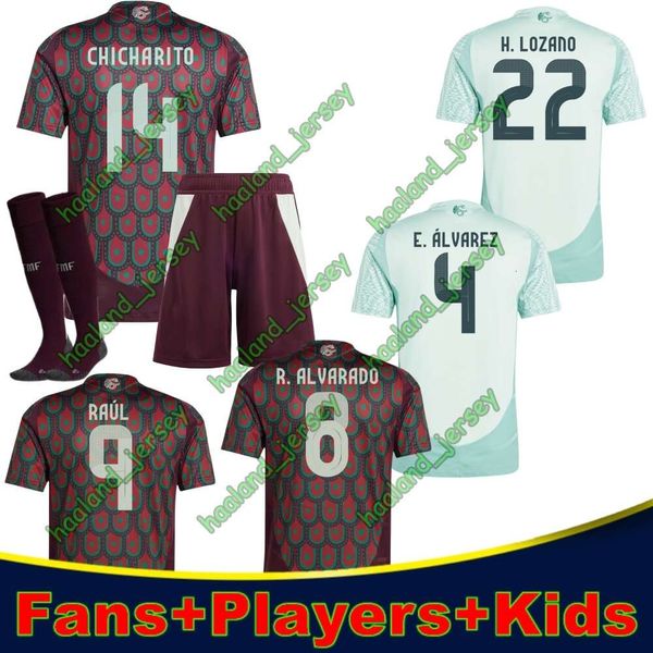 Мексика Джерси 2024 Copa America Raul Chicharito Soccer Jerseys Lozano Dos Santos 24 25 H.Lozano Мужские детские футбольные рубашки униформы версия игрока S-4XL