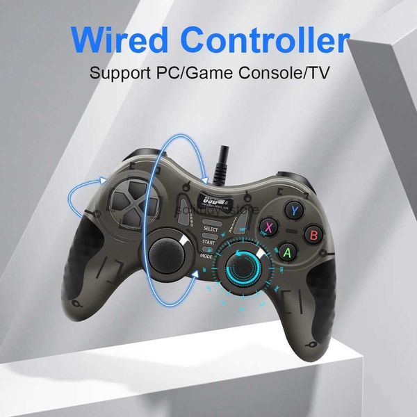 Controller dei controller di gioco Joysticks Controller di linea in bianco e nero per TV di gioco/computer joystick controller con effetto vibrazione Q240407